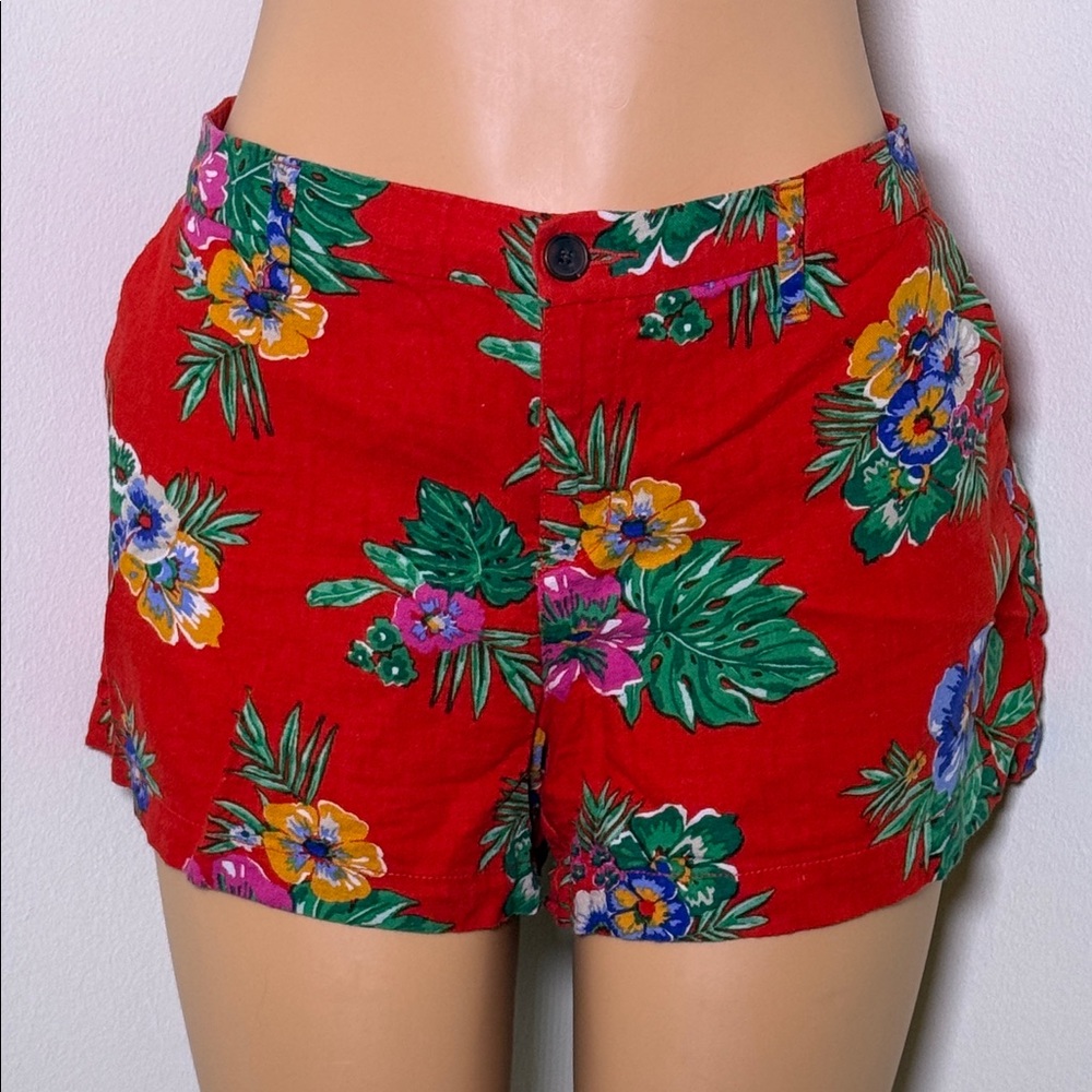 Old Navy Red Tropical Floral Shorts | Size 12
